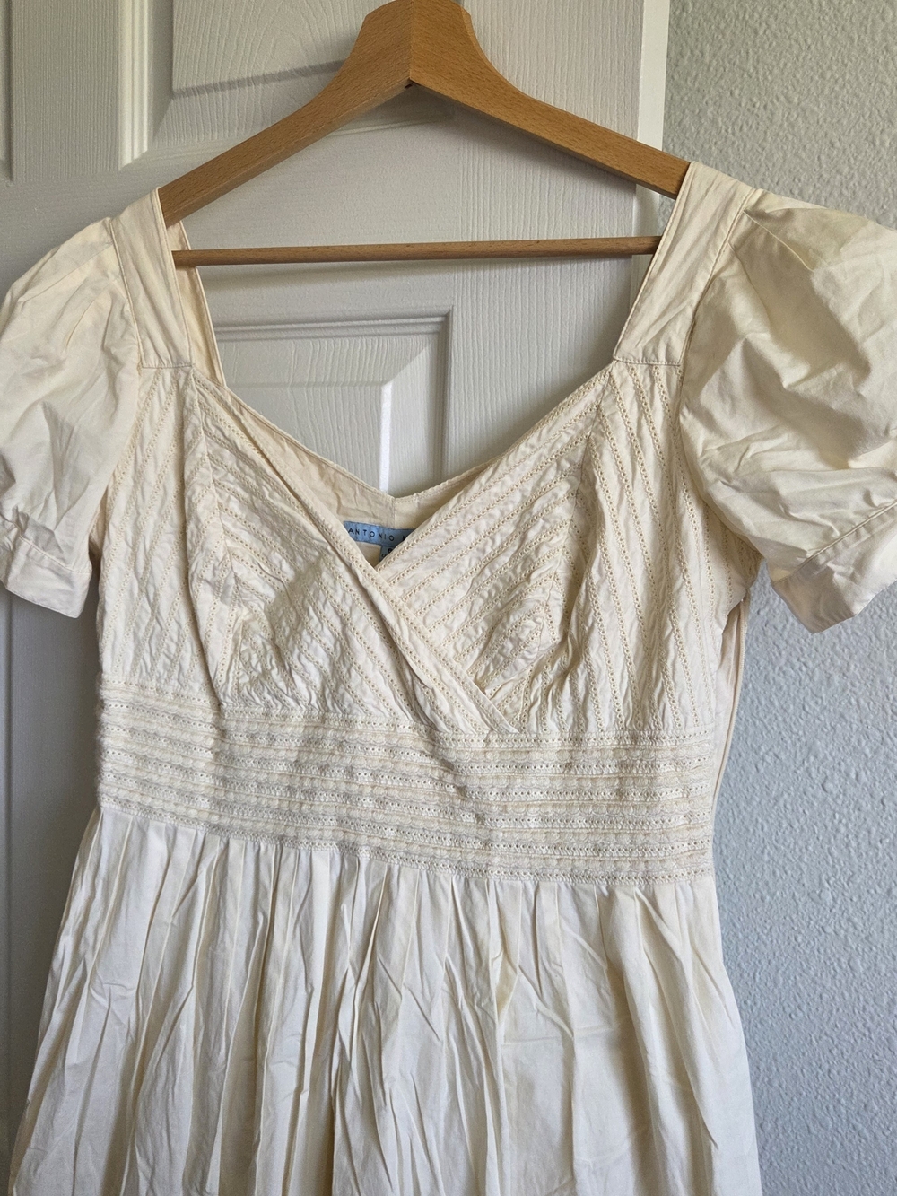 ANTONIO MELANI Cream Puff-Sleeve Knee Length Dress